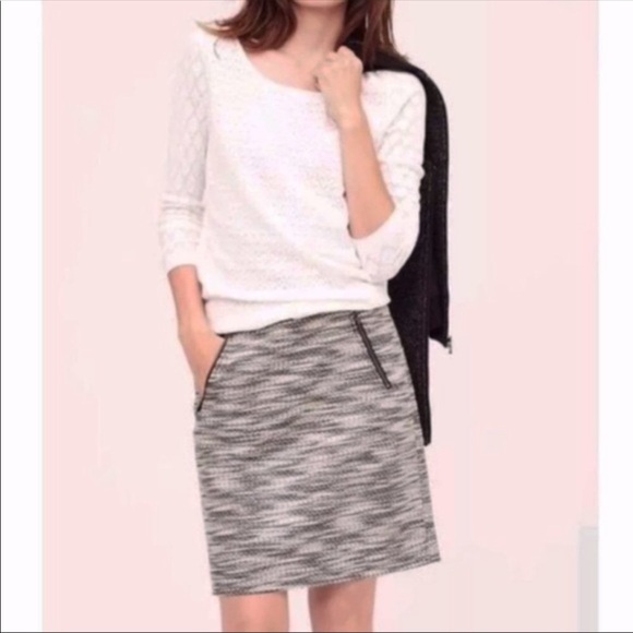 Ann Taylor LOFT size 0 black tweed zippered skirt - Picture 3 of 9